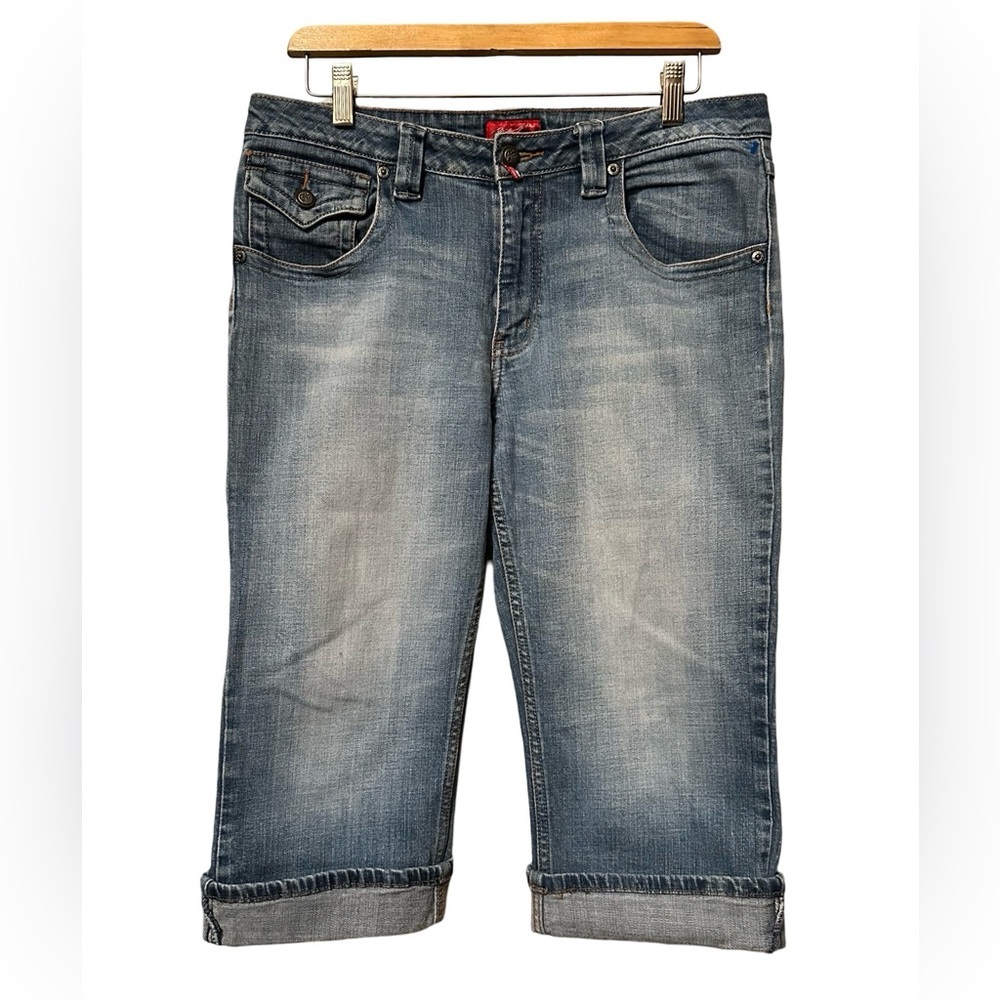 Poca Jeans Mid-Rise Cropped Jean Blue Stonewash Denim Women’s Juniors Size 13.